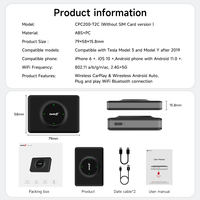Carlinkit, Adaptador de Carplay con Cable a Inalámbrico, Hicar HDMI USB MMB 2.4G 5G Wifi, Conexión Rápida, Ai More Android Box para Tesla Modelo 3 X Y S