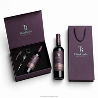 Coffret cadeau de vin violet de luxe avec insert en EVA personnalisé, accessoires, kit sommelier, boîte cadeau en papier rigide Bourgogne