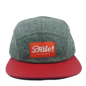 wholesale 3d embroidery Wool 5 Panel Hat with Custom snapback sports caps