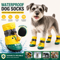 Chaussettes pour animaux de compagnie en coton imperméable à motif animal personnalisé avec semelle en caoutchouc antidérapante pour les promenades sous la pluie des chiens, commandes OEM
