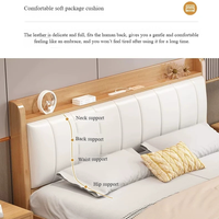 Lit double extra large en bois massif moderne fabriqué en Chine avec tête de lit rembourrée et structure robuste, meubles de chambre à coucher
