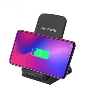 Hot Sale Desktop Vertical Stand QI Fast Charger 10W Wireless charger Station With 2 Coils Quick Charger For Cell Phones