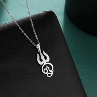 Collier pendentif Om Trishul en acier inoxydable en gros, symbole hindou de Shiva, bijoux religieux