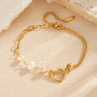 Bracelets en or plaqué 18 carats imperméables et hypoallergéniques, bracelets en perles baroques, bracelets en acier inoxydable personnalisés, bijoux