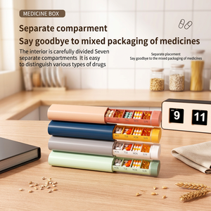 Wholesale 7-DAYS Travel Weekly Medicine Organizer Push-Pull Drawer Pill <b>Container</b> 7 Compartments <b>Tablet</b> Dispenser Box Plastic - Product Image 1