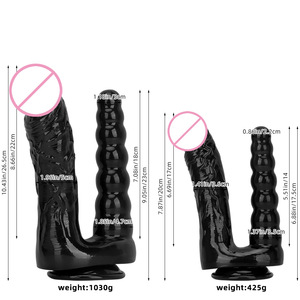 Extra-Large Noir Double Tête Ultra-Long Doux Réaliste PVC 100% Gode Imperméable pour le Sexe avec Boules de Kegel - Product Image 3
