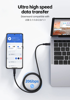 Cable USB Tipo C en Ángulo de 90 Grados con Funcionalidad Completa, 5m/7.5m, USB3.2 Gen2, PVC, para Laptop, Monitor, Altavoz, Sincronización 4K60HZ, PD100W, 20G