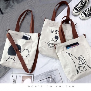 Nouveau Style personnalisé imprimé Logo fourre-tout Shopping coton toile sac femme toile Ins mignon grand avec poignée sac à bandoulière - Product Image 5