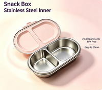 Boîte à lunch en acier inoxydable à 2 compartiments, sans BPA, chauffable, pour enfants, micro-ondable et étanche, facile à transporter pour l'école et le bureau