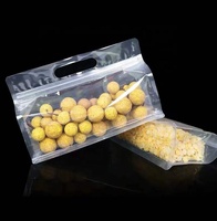 Sacs d'emballage en plastique transparent de qualité alimentaire à fond plat avec poignée et fermeture éclair pour snacks, café, bonbons et stockage alimentaire