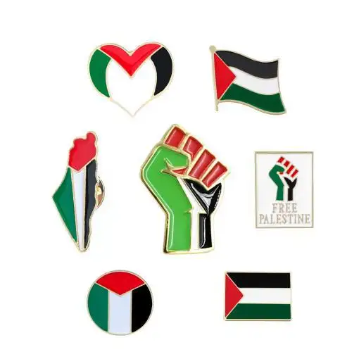 Fabricante Projete Seu Próprio Metal Lapel Pins Badge Custom Enamel Palestina Flag Lapel Pins Palestina Pin Badge