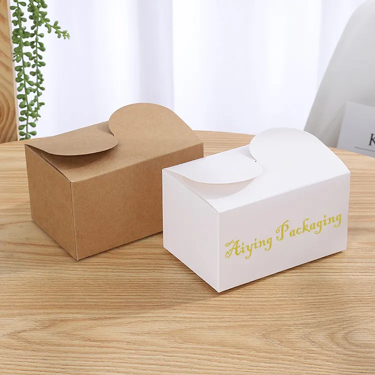 Пищевой белый картон для выпечки, милая коробка из крафт-бумаги, складная коробка для печенья и тортов для упаковки