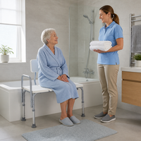 Chaise de bain en aluminium avec dossier et assise à lattes, lot de 2, emballage compact, commande en gros, pour personnes âgées et handicapées, utilisation en salle de bain