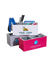 Porte-crayons Mini 2025 avec logo personnalisé, en forme de conteneur de transport, boîte de rangement de bureau pour stylos, idéal pour les cadeaux de bureau