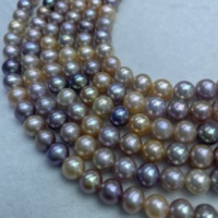 Collier de perles d'eau douce naturelles certifiées CMA, de belle brillance, 7-8 mm, presque rondes, couleurs mélangées