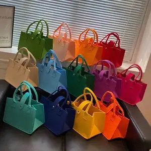 Factory Wholesale High Quality Custom Felt Bags Eco Friendly Large Capacity Fashion Colorful Felt Tote Bag For Shopping