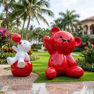 Estatua de Oso Rojo de Resina, Escultura de Animal de Fibra de Vidrio, Figura Decorativa Moderna para Decoración del Hogar y Exteriores, Exhibición Personalizada - Product Image 3