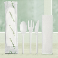 Vente en gros d'ensembles de couteaux, fourchettes et cuillères jetables BPI compostables, biodégradables uniquement, pour événements et fêtes