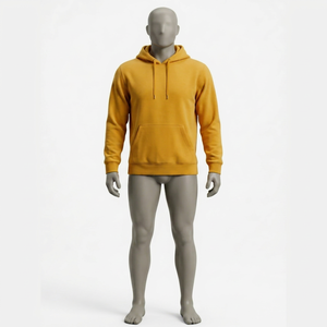 Sweat-shirt à capuche jaune moutarde pour homme, coupe classique, en molleton, décontracté, pour l'automne, avec poche avant - Product Image 1