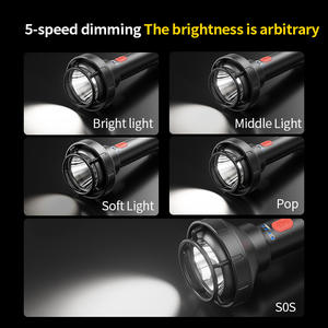 Lampe torche LED S08 avec boussole, rechargeable, batterie intégrée de 800 mAh, éclairage extérieur multifonctionnel portatif - Product Image 3