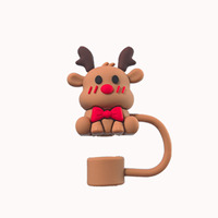 Lot de 8 capuchons en paille rouge de Noël pour tasse Stanley 10mm, accessoires réutilisables et mignons pour la fête de Noël.