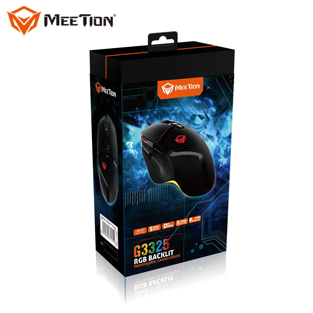 MeeTion Hades G3325 Cheap Black Waterproof Rgb PC Wired Computer Gaming Mouse Mice