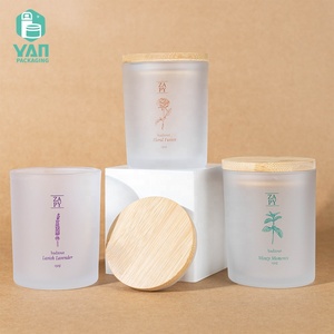 Envase YAN de Alta Calidad, Cilindro Vacío de Boca Ancha de 150g, Frasco de Vidrio Grueso Transparente Esmerilado para Velas Aromáticas con Bambú Original - Product Image 1