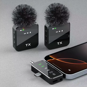 Mikrofon <span class=keywords><strong>Lavalier</strong></span> nirkabel portabel, mikrofon USB C Plug bermain dengan kaca depan untuk perangkat tipe C, merekam Video Streaming langsung - Product Image 2