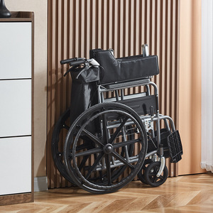 Fauteuil roulant manuel léger en acier carbone noir, type poussé, pour personnes âgées, usage hospitalier - Product Image 3