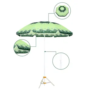 2023新设计家庭野餐沙滩伞花印花海上派对伞遮阳户外大尺寸