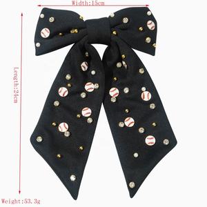 Nuevo Pasador de Pelo con Lazo de Béisbol de Diamantes de Imitación Brillantes, de Tela, con Perlas y Diamantes de Imitación, Estilo Deportivo Sencillo, Accesorios para el Cabello - Product Image 6