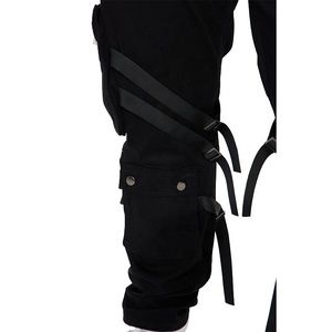 Logotipo bordado de alta calidad, tela de algodón, múltiples bolsillos de carga, correa de hebilla de pierna recta, pantalones Cargo para hombre - Product Image 5