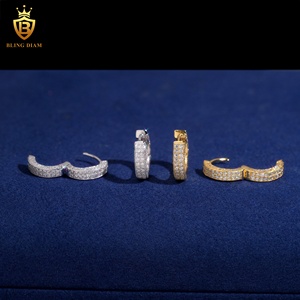 Sıcak Fırsat GRA Buzlu Mozanit Pırlanta Küpe 925 Ayar Gümüş Mozanit Küpe Hiphop Tarzı Pırlanta Testinden Geçti ABD Stokları - Product Image 3