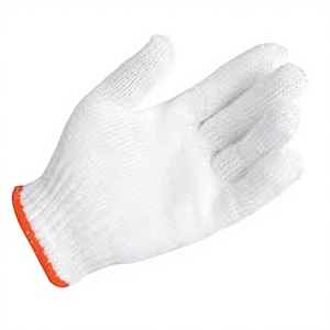 Low Price OMET 450g-600g/Doz 7 oz Durable Anti-Slip Breathable White CVC Safety Cuff Anti-Cut <b>Silicone</b>-Free Powder-Free <b>Gloves</b> - Product Image 1