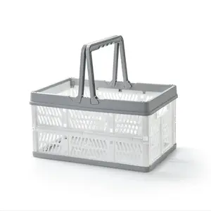 Foldable Plastic Storage Basket shopping folding crate with handle collapsible vegetable fruits storing baskets