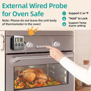 מדחום דיגיטלי למטבח עם טיימר, צג LCD, מופעל על ידי סוללות, עשוי ABS ופלדת אל-חלד, טווח טמפרטורות 0~250 - Product Image 3