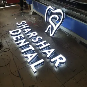 Tanda huruf menyala led 3D logo perusahaan/toko luar ruangan