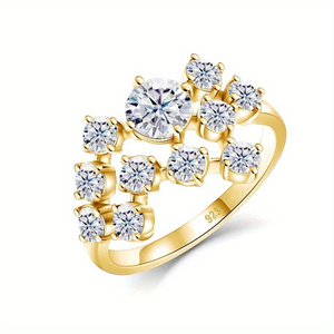 植物花卉风格订婚莫桑石钻石 925 纯银 <span class=keywords><strong>18K</strong></span> 金 VVS 1.5 克拉女士戒指 - Product Image 5