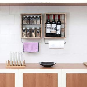 Wall Mounted <b>Storage</b> <b>Rack</b> Rectangle Beech Finish 3 Floors Punch Free For <b>Kitchen</b> Bathroom Towel Holder Condiment Organizer - Product Image 1