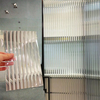 3D Gerillte Glasfolie Modernes Design Selbstklebende PET Dekorative Fensterfolie 2 Mil Dick 5 Jahre Garantie Für den Hausgebrauch Undurchsichtige Oberfläche