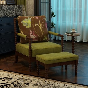 Sillón Individual Vintage My Nest con Estructura de Madera Maciza y Tapicería Verde para Sala de Estar - Product Image 3