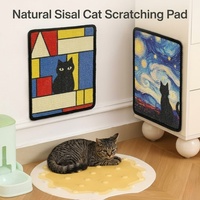 Tapis à gratter pour chat en sisal naturel avec fixation auto-agrippante, à utiliser verticalement sur mur, armoire, canapé, porte, résistant, motif végétal, universel