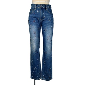 Jeans de Mezclilla Brillantes con Cuentas, Diseño Personalizado de Fábrica, Pantalones Largos de Cintura Alta con Pierna Ancha para Mujer, Jeans Casuales de Mezclilla para Mujer - Product Image 1