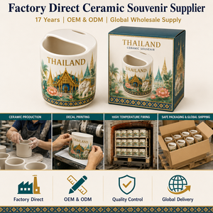 แก้วเซรามิคของที่ระลึกเอเชีย ประเทศไทย ลายสถานที่สำคัญทางวัฒนธรรมเอเชียตะวันออกเฉียงใต้ ลายวัดไทย สำหรับแก้วน้ำเซรามิค รับผลิตตามสั่ง OEM ODM ขายส่ง - Product Image 6