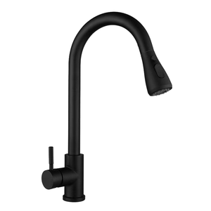 Hot Selling Modern Single Handle Ceramic Stainless Steel Black Kitchen Faucet Pull-Out Spray One-Key Water Stop Single Hole - Product Image 3