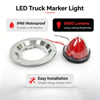 Feux LED pour camion à lentille en verre, clair, rouge, ambre, haute luminosité, type pastèque, pour semi-remorque