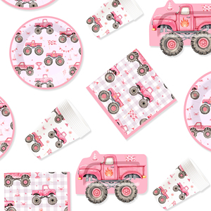 Platos, Vasos y Servilletas Desechables con Diseño de Vehículo Todoterreno Rosa DAMAI para Fiestas de Cumpleaños Infantiles - Product Image 2