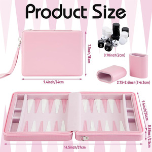 Jeu <span class=keywords><strong>de</strong></span> backgammon <span class=keywords><strong>de</strong></span> voyage <span class=keywords><strong>de</strong></span> <span class=keywords><strong>couleur</strong></span> rose, jeux <span class=keywords><strong>de</strong></span> société, backgammon portable, étui en similicuir, jetons magnétiques, jeu <span class=keywords><strong>de</strong></span> stratégie classique - Product Image 2