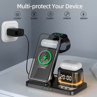 5 In 1 Draagbare Multifunctionele Opvouwbare 15W Snelle Magnetische Draadloze Oplader Wekker Cargador Inalambrico 5 En 1 Para Celular