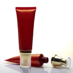 Envase Cosmético de Plástico Rojo de Alta Calidad de 30ml 50ml con Tapa Dorada con Bomba Dosificadora para Base de Maquillaje, Loción, Crema BB y CC - Product Image 2